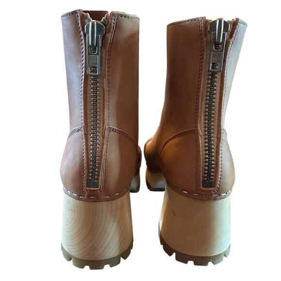 Swedish Hasbeens Stitchy Leather Ankle Boot Wood Clog Midsole NEW EU 36 US 6 - Picture 6 of 10